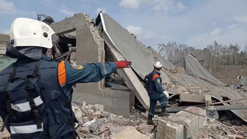Death toll from Russian factory blast rises to 23 as Rescuers comb through debris Members of Russian Emergencies Ministry clear debris at the site of a blast that happened last week at a production facility in Ryazan Region, Russia, in this still image taken from video released August 17, 2025. Reuters
