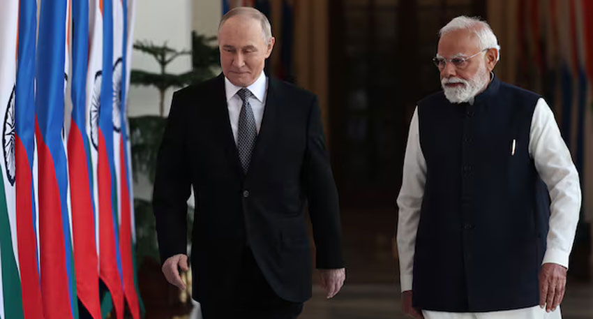 Russia's President Vladimir Putin and India's Prime Minister Narendra Modi walk ahead of their talks in New Delhi, India, December 5, 2025. Reuters