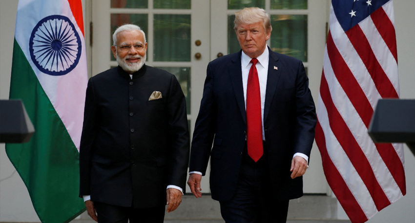 PM Narendra Modi and President Trump walking during PM Modi's last trip to US. File Photo