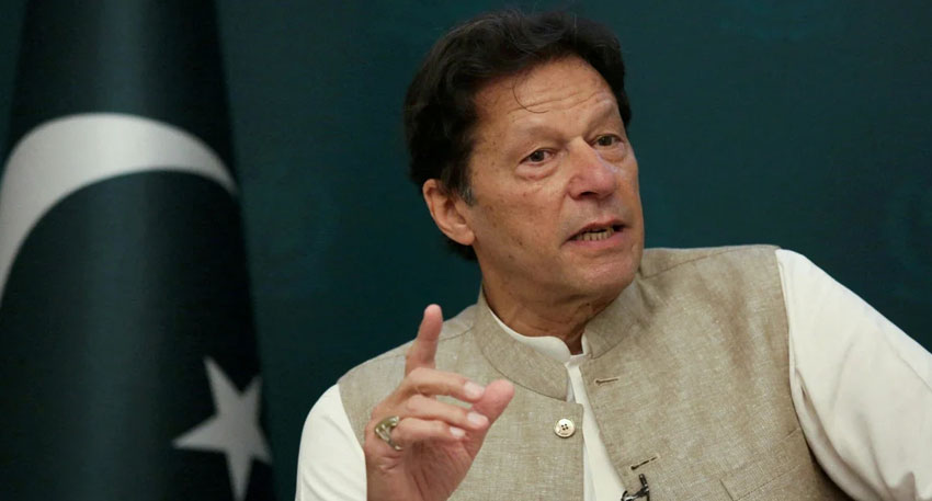 Former Prime Minister of Pakistan, Imran Khan, speaks at a gathering.