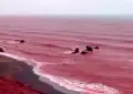 Heavy rain turns Iran’s Hormuz Island shoreline bright red
