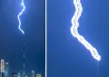 Lightning strikes Burj Khalifa in rare Dubai weather shock