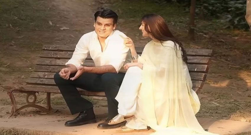 Hina Afridi and Taimoor Akbar at an outdoor place