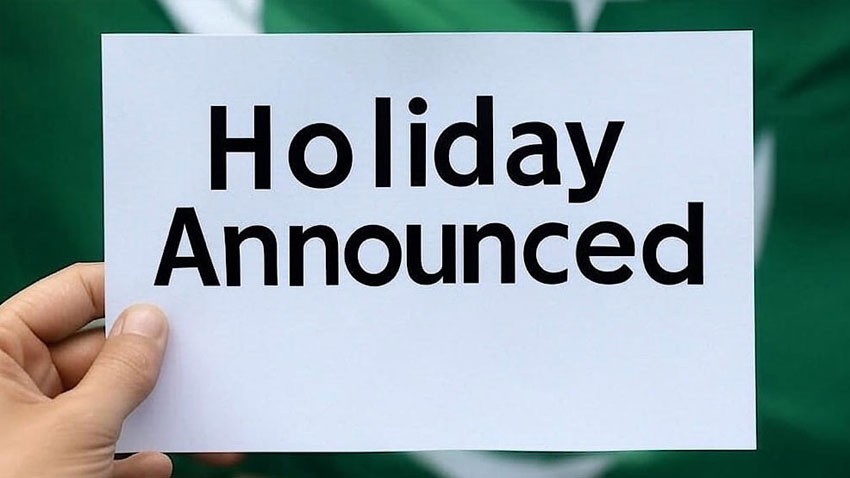 A picture of words 'Holiday Announced' on a page. File Photo