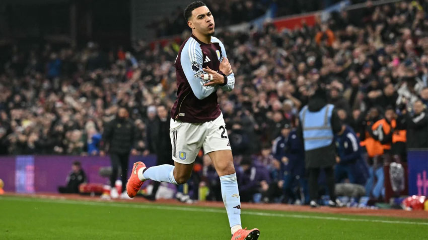 Aston Villa's Morgan Rogers in action against Manchester United. File Photo