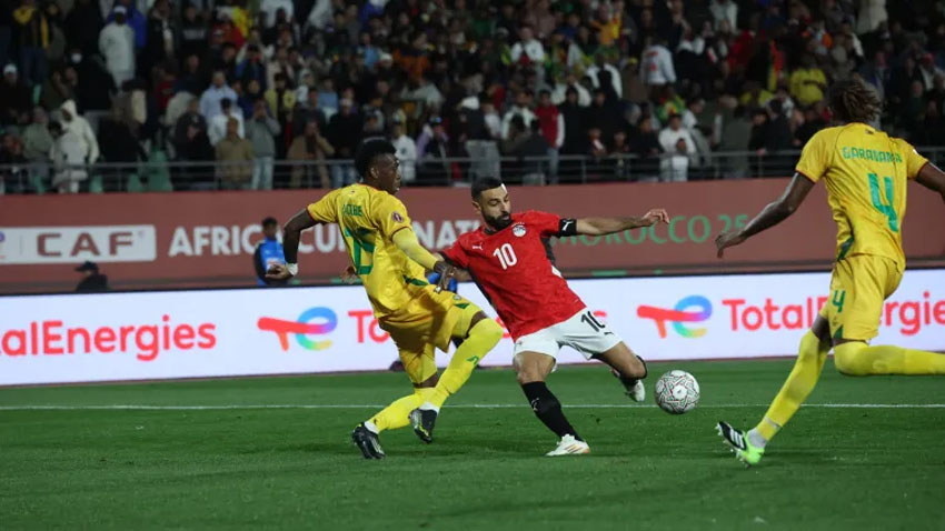 Mohamed Salah, centre, puts Egypt ahead 2-1 in stoppage time. via Al Jazeera