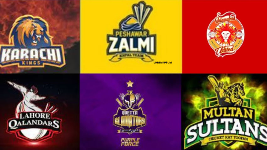 The collage of logos of Pakistan Super League (PSL) teams. File Photo