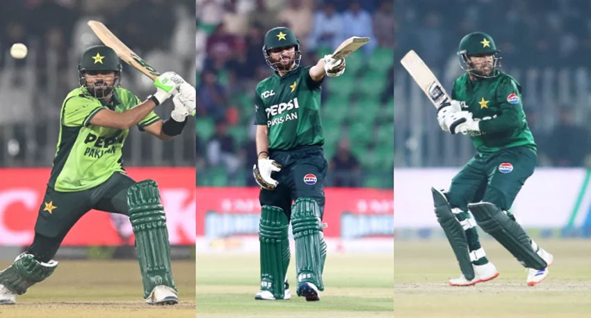 The collage of photos shows star Pakistan batter Babar Azam (left), T20I captain Salman Ali Agha (centre), and wicketkeeper-batter Usman Khan. – AFP