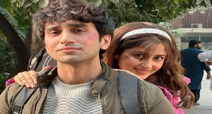 Sajal Ali and Hamza Sohail posing together