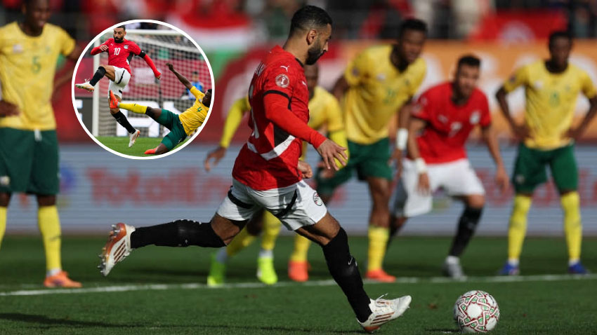 Mohammad Salah scoring a penalty shot during Egypt vs South Africa in AFCON 2025. File Photo