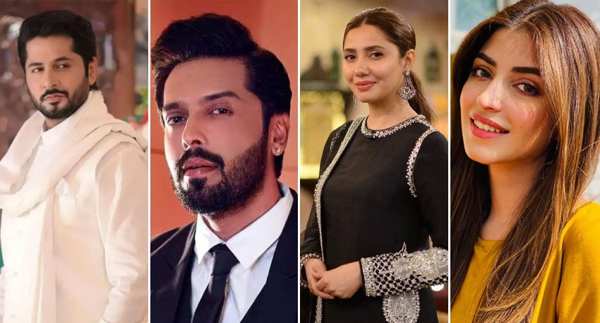 Imran Ashraf, Fahad Mustafa, Mahira Khan, and Kinza Hashmi on a poster
