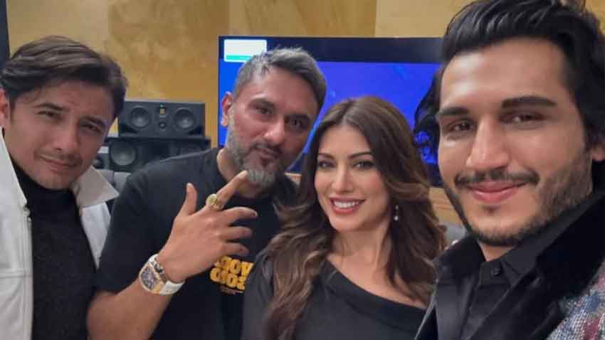 Is a major cross-border collaboration on the way? Mehwish Hayat, Ali Zafar, and Honey Singh seen together