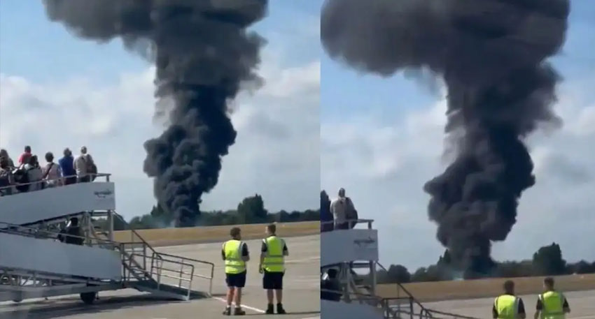 Fire breaks out on passenger plane in London file photo