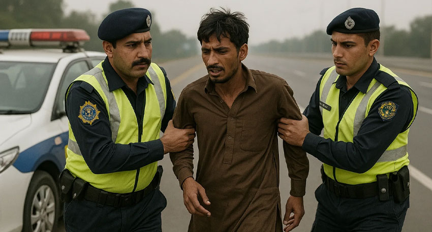 Pedestrian booked by motorway police for illegal crossing in Lahore