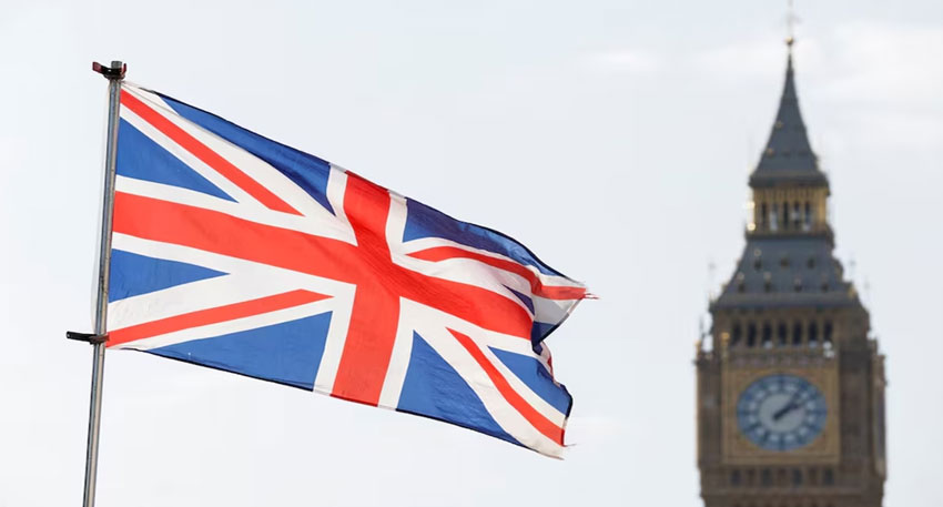 The United Kingdom's flag and the Big Ben.