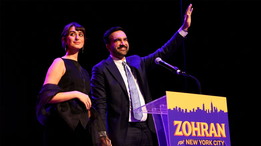 Democratic candidate for New York City mayor Zohran Mamdani waves on stage after winning the New York City Mayoral race, at his election night rally in the Brooklyn borough of New York City, November 4. Reuters