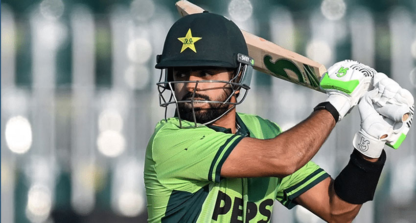 Babar Azam at bat for Pakistan