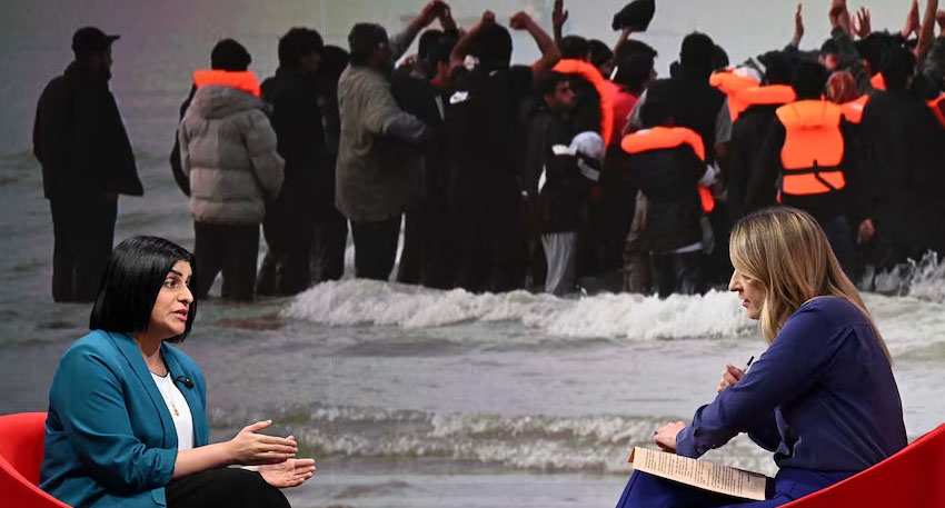 Home Secretary Shabana Mahmood (Left)