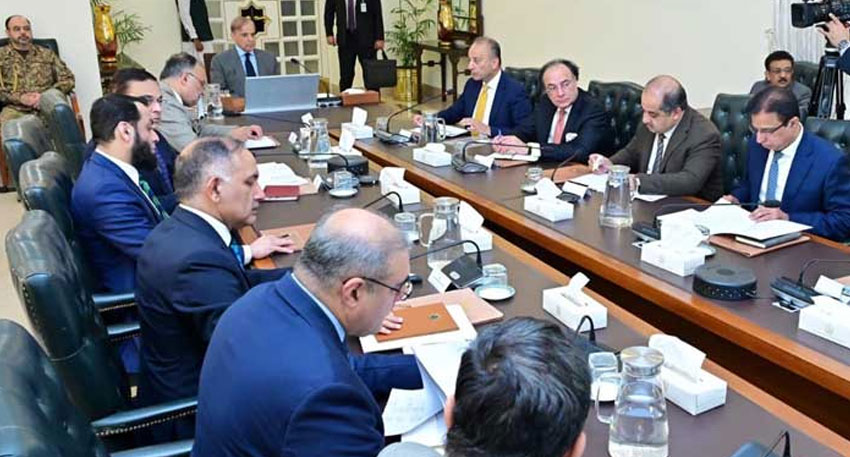 PM Shehbaz Sharif at a meeting regarding climate change with officials.