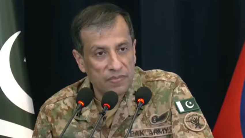 Armed forces will take every step needed to defend Pakistan’s sovereignty: DG ISPR Inter-Services Public Relations Director General Lt Gen Ahmed Sharif Chaudhry addresses a press conference in Peshawar.