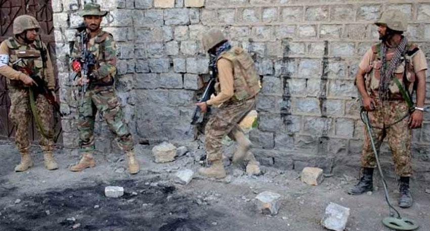 Security forces eliminate 34 Indian-backed terrorists in KP operations: ISPR In this file photo, security forces are seen taking position during an operation. — ISPR/File