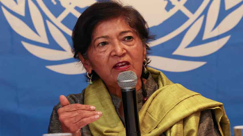Chairperson of the UN Commission on Human Rights in South Sudan, Yasmin Sooka, speaks during the release of a report on corruption in South Sudan. Reuters 