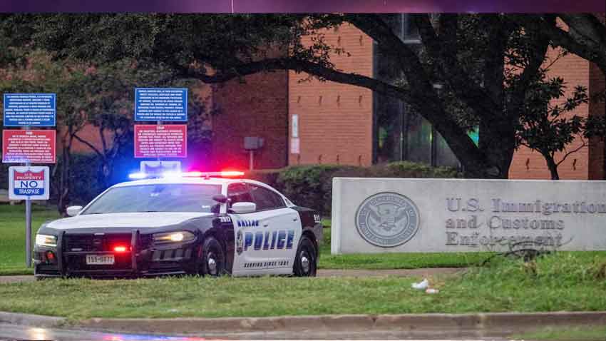 Law enforcement personnel respond at the scene of a shooting at an Immigration and Customs Enforcement (ICE) field office in Dallas, Texas, U.S., September 24, 2025. Reuters