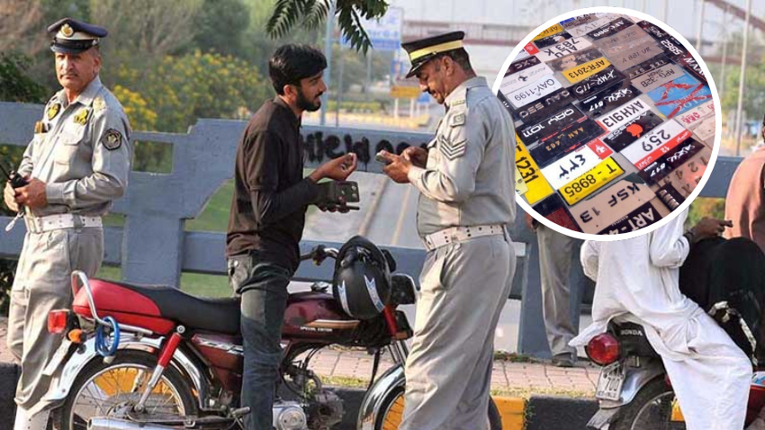 Traffic police crackdown on fancy number plates in karachi. File Photo