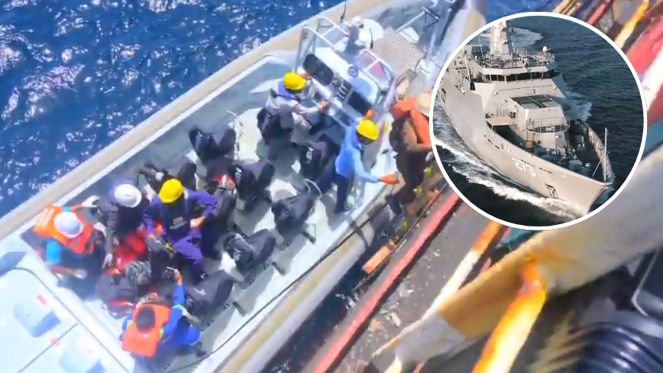 Pakistan Navy rescues crew of a merchant ship in Arabian Sea