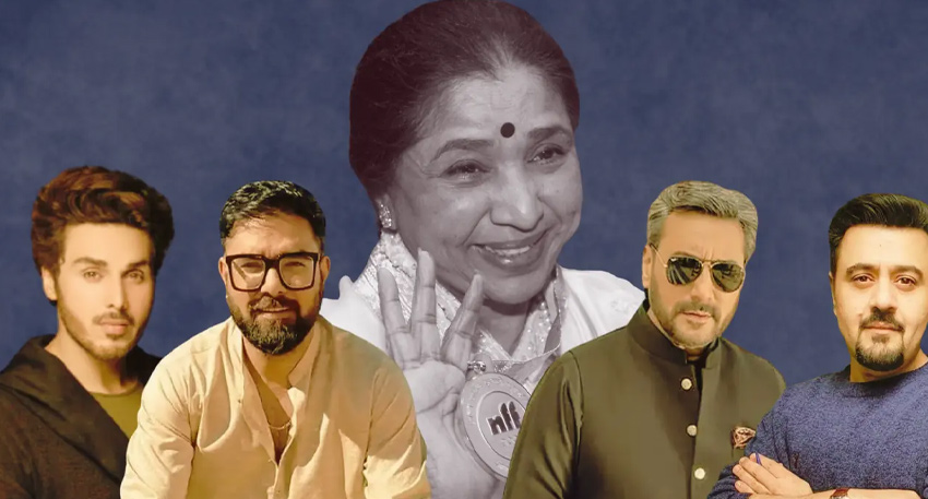 image of Pakistani actors with Asha Bhosle.