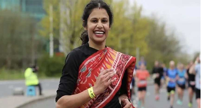 Madhusmita Jena prepares to run the Manchester Marathon in a saree for a world record attempt