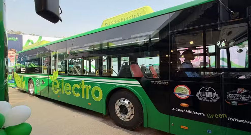 An electric bus service has been introduced in Jamshoro. File photo