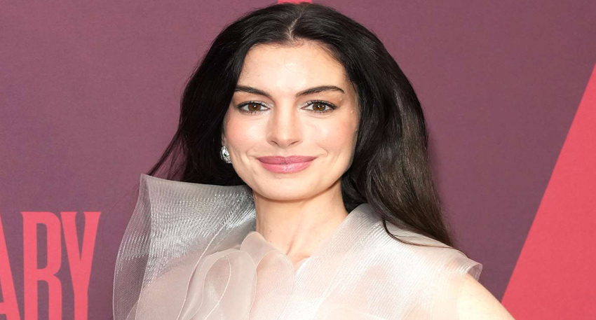 Anne Hathaway at the Mother Mary New York screening in a white sheer gown by Lever Couture.