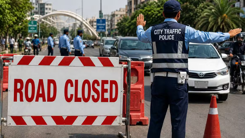 City Traffic Police Rawalpindi announces a special traffic plan with road closures and diversions for Chehlum processions. File photo