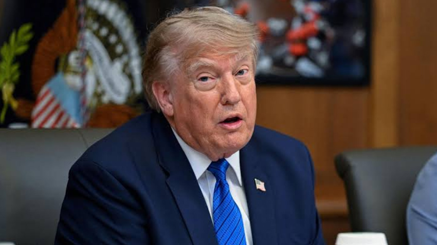 US President Donald Trump has rejected reports of munitions shortages. File photo
