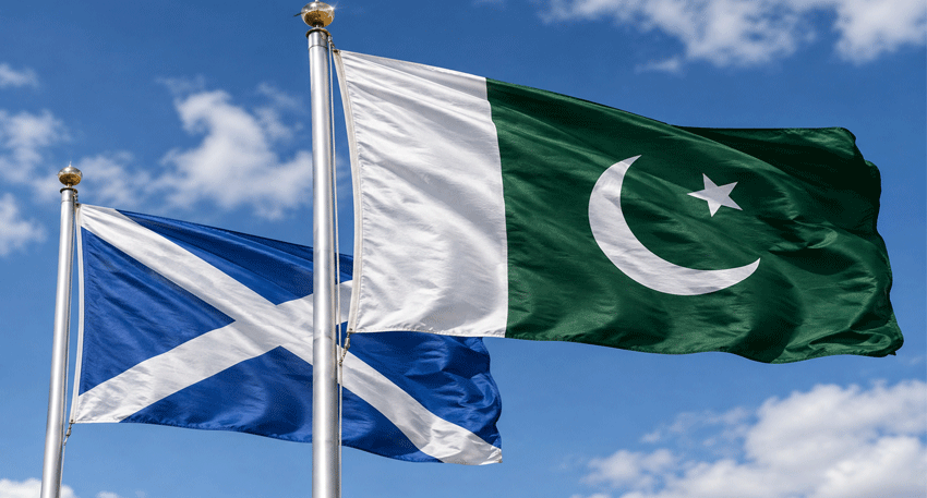Scottish and Pakistani flags representing the Scotland Pakistan Scholarships 2026 programme.