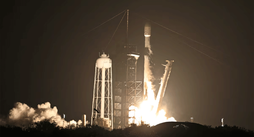 SpaceX Falcon 9 rocket stage crashes into the lunar surface near Einstein and Bell craters.