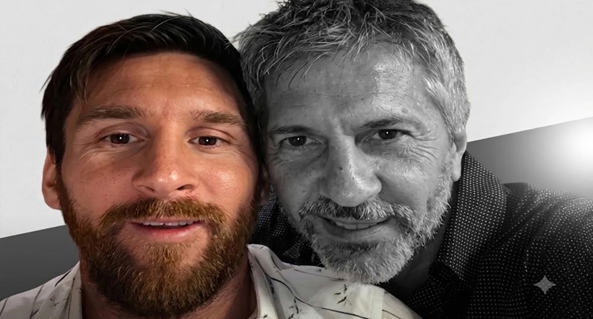 Lionel Messi posing for a picture with his father Horge Messi.