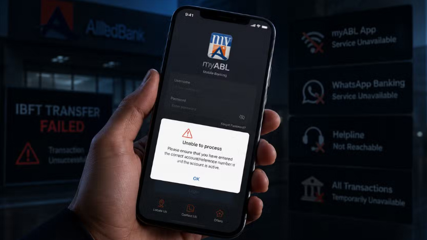 Allied Bank customers report problems accessing myABL and other banking services across Pakistan. File photo