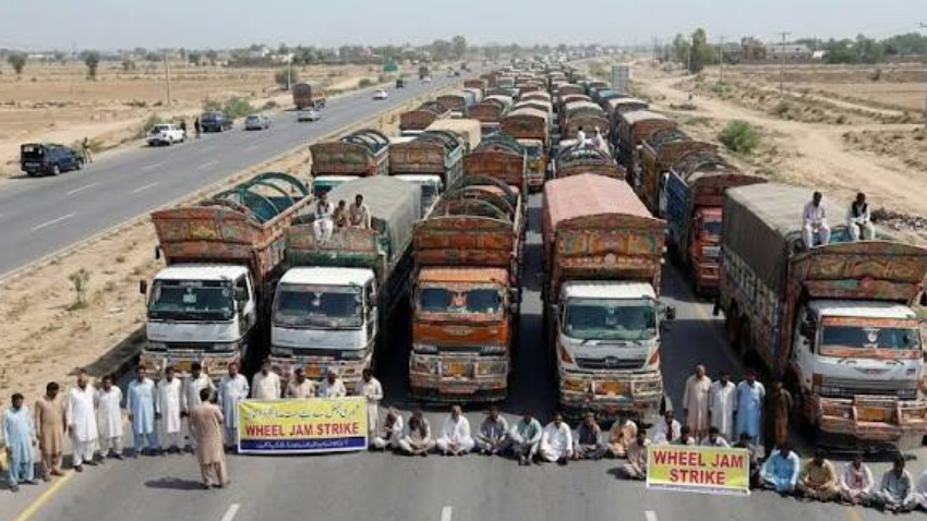 A nationwide goods transporters’ strike is disrupting cargo and essential supplies across Pakistan. File photo