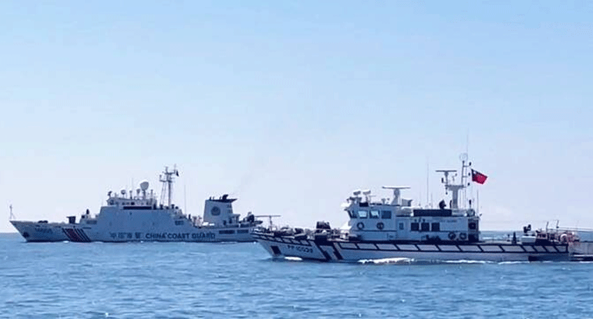 Chinese coast guard and research vessels operating near Taiwan amid rising maritime tensions.