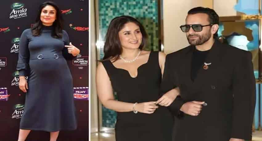 Saif Ali Khan and Kareena Kapoor Khan at an event, both dressed in black and looking elegant.