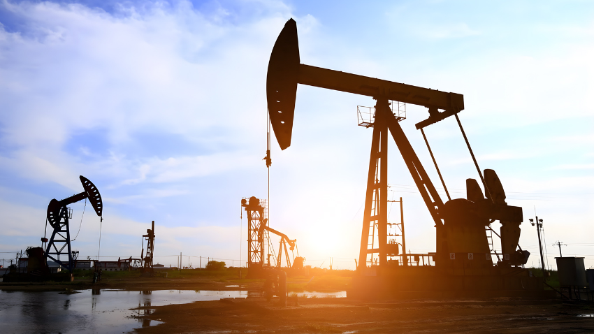 Oil and gas drilling machine in an oil field. File Photo
