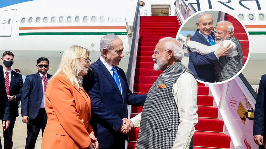 Indian PM Narendra Modi meeting Israeli PM Benjamin Netanyahu. File Photo