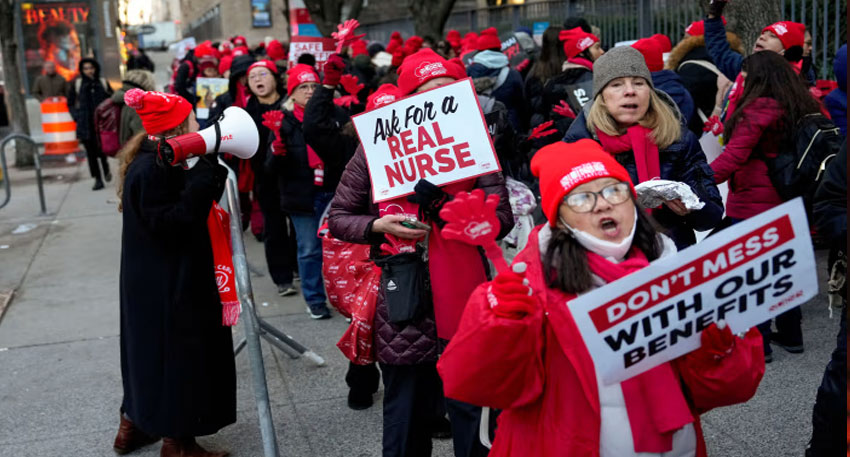 Thousands of nurses strike in New York hospitals over pay and safety