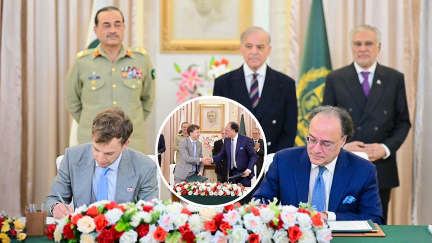 Finance Minister Muhammad Aurangzeb signs a MoU with SC Financial Technologies. File Photo