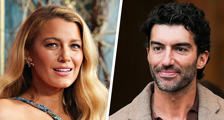 Side-by-side portraits of Blake Lively and Justin Baldoni.