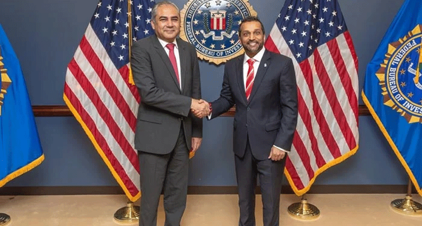FBI Director Kash Patel meets Pakistan's Interior Minister Mohsin Naqvi in Washington.