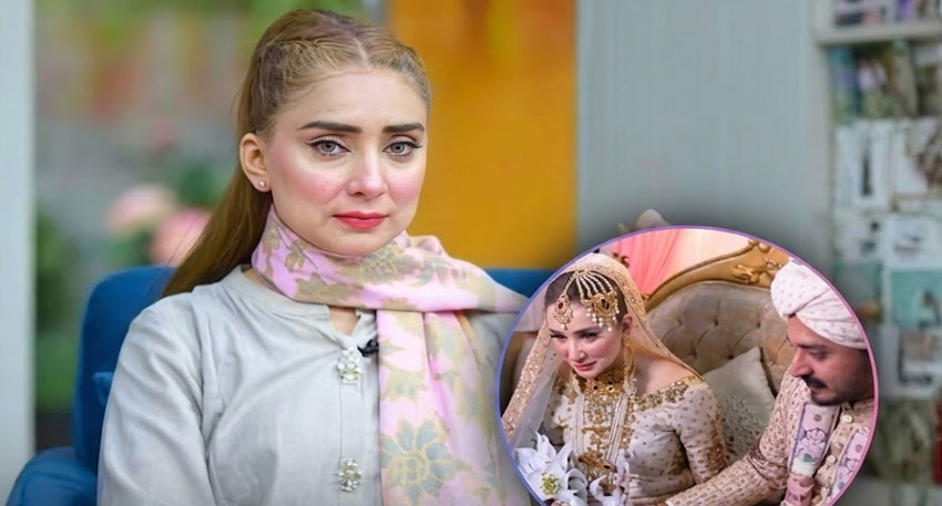 Pakistani influencer Nabiha Ali Khan looks emotional during an interview discussing her marriage.