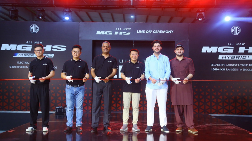 The CKD line-off ceremony of the MG HS Hybrid+ and Super Hybrid. File photo
